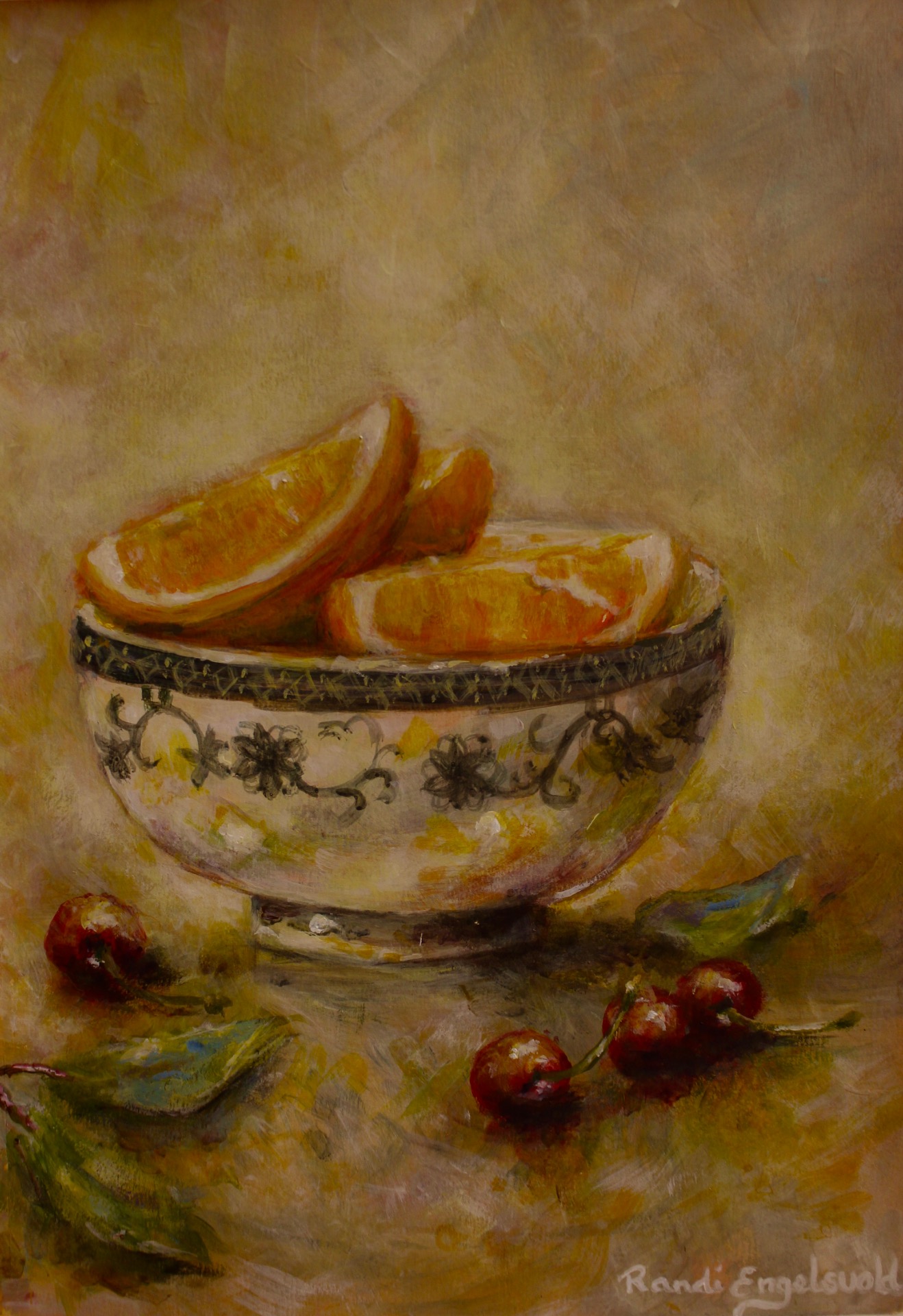 Fruktskål - Akryl på A3 Canson